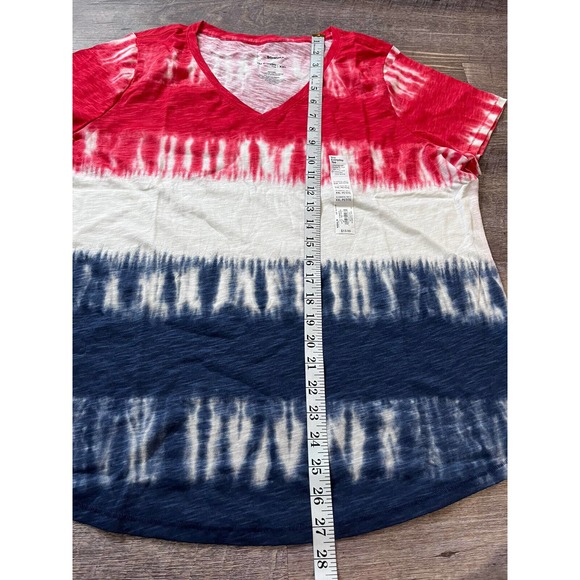 Sonoma Womens VNeck Tshirt 2XL Red White and Blue Shortsleeve 4th Of July O5 - Picture 5 of 6